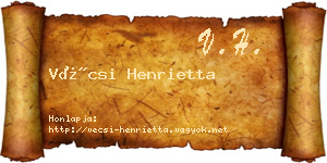 Vécsi Henrietta névjegykártya
